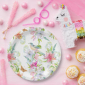 Assiettes En Carton Fleurs de mariage Lys et oiseaux Aquarelle (Fête)