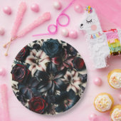 Assiettes En Carton Fleurs de mariage sombres de presse élégantes d'au (Fête)