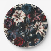 Assiettes En Carton Fleurs de mariage sombres de presse élégantes d'au (Devant)