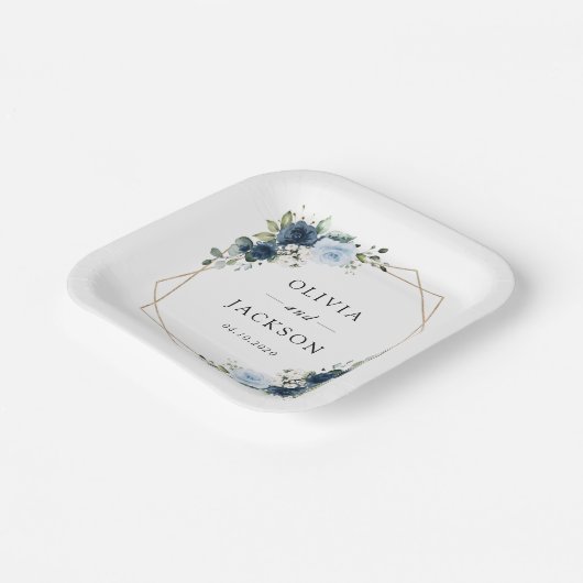 Assiettes En Carton Fleurs de marine, Fleurs bleues, Boho, Mariage flo (Angulaire)