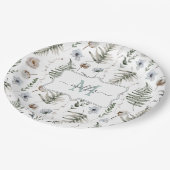 Assiettes En Carton Fleurs de monogrammes et Feuilles de fougères Bota (Angle)