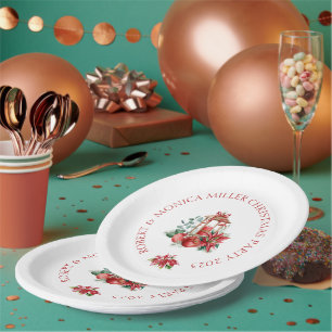 Assiettes En Carton Fleurs de Noël et bouquet de lanterne