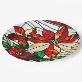 Assiettes En Carton Fleurs de Noël Poinsettia en verre tendu (Angle)