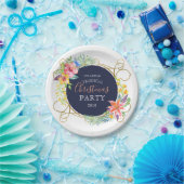 Assiettes En Carton Fleurs de Noël tropicales et cadre tourbillonnant (Fête)