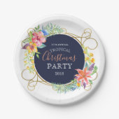 Assiettes En Carton Fleurs de Noël tropicales et cadre tourbillonnant (Devant)