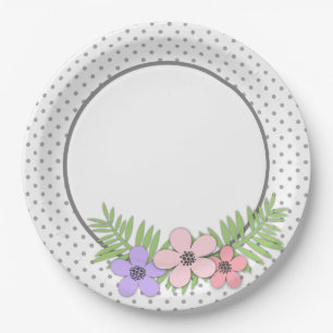 Assiettes En Carton Fleurs de papier