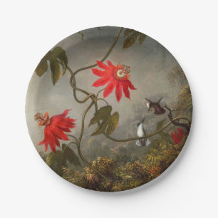 Assiettes En Carton Fleurs de passion avec tête de colibris