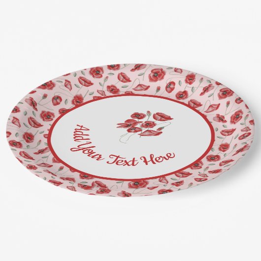 Assiettes En Carton Fleurs de pavot (Angle)