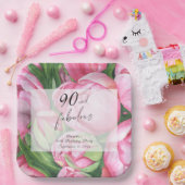 Assiettes En Carton Fleurs de pivoines 90e fête d'anniversaire (Fête)