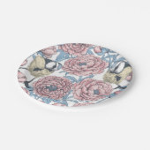 Assiettes En Carton Fleurs de pivoines et oiseaux (Angle)