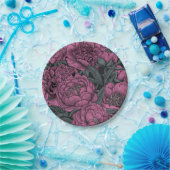 Assiettes En Carton Fleurs de pivoines violettes (Fête)