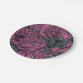Assiettes En Carton Fleurs de pivoines violettes (Angle)