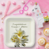 Assiettes En Carton Fleurs de Plumeria Mariage Jaune Félicitations (Fête)