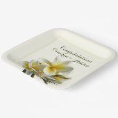 Assiettes En Carton Fleurs de Plumeria Mariage Jaune Félicitations (Angulaire)