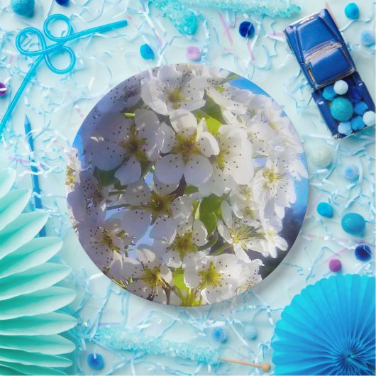 Assiettes En Carton Fleurs de poires (Fête)