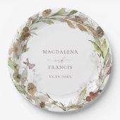 Assiettes En Carton fleurs de prairie d'automne mariage (Devant)