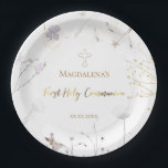 Assiettes En Carton Fleurs de prés de la première sainte communion<br><div class="desc">Plaques de fête de la première communion</div>
