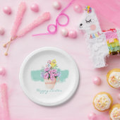 Assiettes En Carton Fleurs de printemps avec poussins de Pâques (Fête)