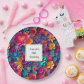 Assiettes En Carton Fleurs de printemps colorées Motif Anniversaire (Fête)