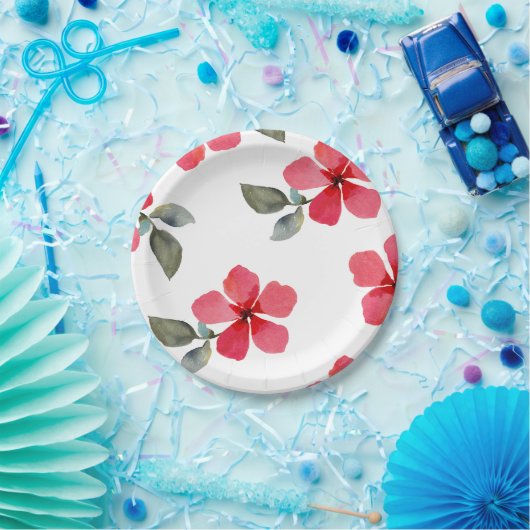 Assiettes En Carton Fleurs de printemps rouges mignonnes Fêtes des mar (Fête)