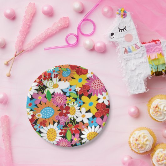 Assiettes En Carton Fleurs de printemps Whimsical Jardin Fête d'annive (Fête)