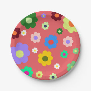 Assiettes En Carton Fleurs de printemps Y2K Motif rétro