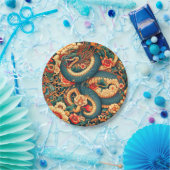 Assiettes En Carton Fleurs de serpent vert (Fête)