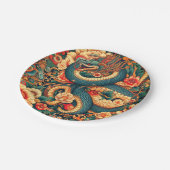 Assiettes En Carton Fleurs de serpent vert (Angle)