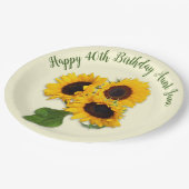 Assiettes En Carton Fleurs de soleil Big Personnalisé fête d'anniversa (Angle)