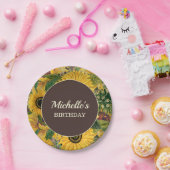 Assiettes En Carton Fleurs de soleil Brown Jaune rustique fête d'anniv (Fête)