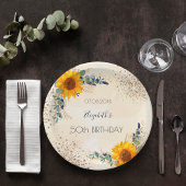 Assiettes En Carton Fleurs de soleil d'anniversaire parties scintillan