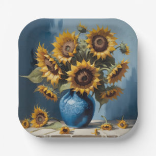 Assiettes En Carton Fleurs de soleil dans le vase