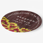 Assiettes En Carton Fleurs de soleil d'automne rustiques sur Mariage d (Angle)