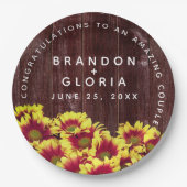 Assiettes En Carton Fleurs de soleil d'automne rustiques sur Mariage d (Devant)