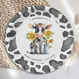 Assiettes En Carton Fleurs de soleil de vache mignonne Moderne Baby sh