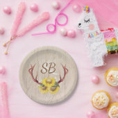 Assiettes En Carton Fleurs de soleil et bois de cerf Antlers rustique (Fête)