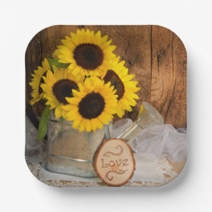 Assiettes En Carton Fleurs de soleil et d'eau de jardin peuvent grange