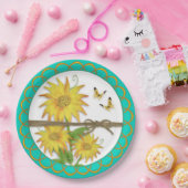 Assiettes En Carton Fleurs de soleil et papillons froncés (Fête)