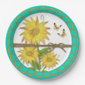 Assiettes En Carton Fleurs de soleil et papillons froncés (Devant)