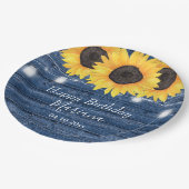 Assiettes En Carton Fleurs de soleil florales rustiques Bleu fête d'an (Angle)