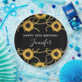 Assiettes En Carton Fleurs de soleil jaunes élégantes Motif élégant su (Fête)