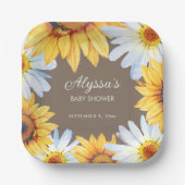 Assiettes En Carton Fleurs de soleil rustiques Marguerites blanches Ba (Recto)