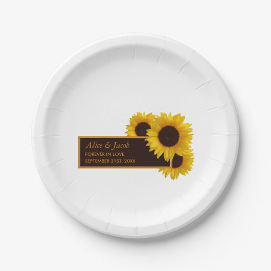 Assiettes En Carton Fleurs de soleil rustiques - Mariage floral (Devant)
