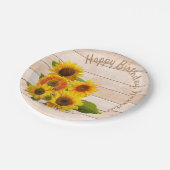 Assiettes En Carton Fleurs de soleil rustiques sur bois (Angle)