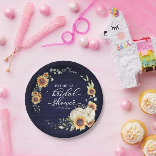 Assiettes En Carton Fleurs de soleil vertes Citrouille Automne Bridal  (Fête)