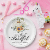 Assiettes En Carton Fleurs de soleil vertes Citrouille blanc Thanksgiv (Fête)