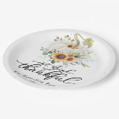 Assiettes En Carton Fleurs de soleil vertes Citrouille blanc Thanksgiv (Angle)