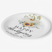 Assiettes En Carton Fleurs de soleil vertes Citrouille blanc Thanksgiv (Angle)
