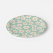 Assiettes En Carton Fleurs de style rétro sur arrière - plan vert (Angle)