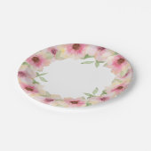 Assiettes En Carton Fleurs de teinte rose aquarelle (Angle)